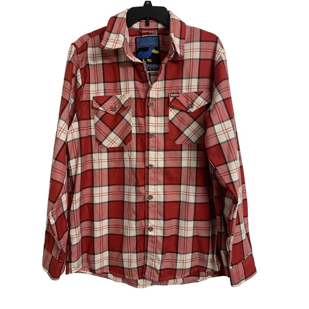 Dixxon Flannel Co. L Madison Red White Plaid‎ Outdoor Shirt Casual